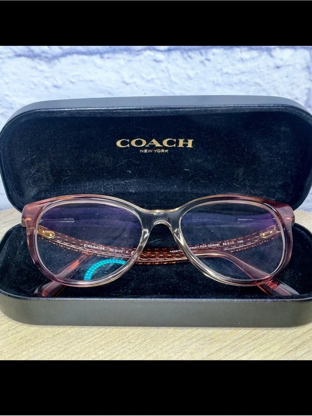 Coach Eyeglasses HC 6181 5656 Transparent Pink Ombre Semi Cat Eye